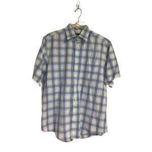 Roundtree & Yorke Blue/Green Button up‎ Shirt Size M